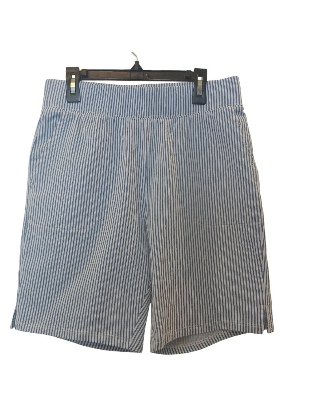 Denim & Co Womens XS Shorts Blue & White Elastic Waist Pockets Casual  #I-1